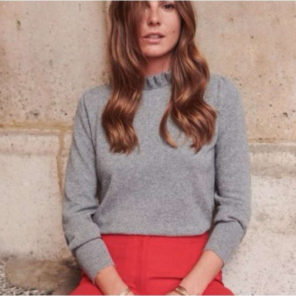 Sezane 100% Cashmere Grey Turtleneck Sweater Size XS‎ Eric Bompard Collab Knit